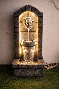 Fontaine de sol de luxe New Vision à tête de lion |   Fontaine d'eau extérieure illuminée en FRP |   Fontaine de jardin artisanale avec éclairage LED au sol - Product Image 3