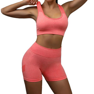 Conjunto de Yoga OEM, Tela Elástica, Cuello Cuadrado sin Mangas, Ropa Deportiva, Conjunto de 2 Piezas para Mujer - Product Image 1