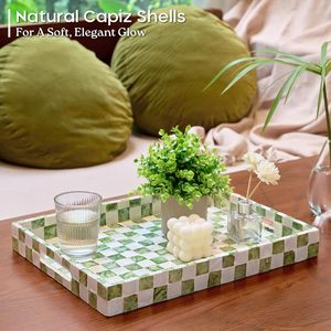 Home Designer Wooden Resin Serving Stripped Patterned Server for Breakfat Platter Coffee Decorative Tray for Home Office Kitchen - Product Image 3