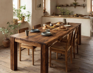 Juego de Mesa de Comedor de Madera de Teca de Alto Brillo, Moderno y de Lujo, con Acabado Marrón Perfecto, Color y Tamaño Personalizables, Muebles de Comedor Más Vendidos - Product Image 6