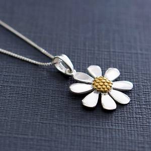 จี้ดอกเดซี่ทำมือ เงินแท้ 925 เครื่องประดับลายดอกไม้สำหรับผู้หญิง - Product Image 4
