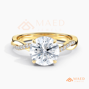 Gold Round Cut Engagement Ring Twisted Band Bridal Jewelry <b>Gift</b> for Women Wedding Ring - Product Image 5