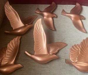 Sculpture murale d'oiseau volant 3D en aluminium rose doré, faite à la main, style Art Déco, décoration murale animale pour la maison - Product Image 2
