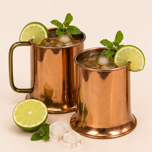 Mug à Moscow Mule en cuivre pur artisanal, tasse à bière en cuivre massif avec finition lisse et droite et poignée ergonomique pour articles de bar de luxe - Product Image 2
