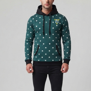 Sweat-shirt à capuche pour homme, imprimé étoiles turquoise, streetwear personnalisé, pull décontracté avec design graphique moderne - Product Image 2