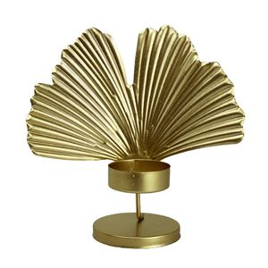 Nordic <b>Leaf</b> Wrought Iron Tea <b>Light</b> Holder Golden Finish Decorative Candle Holder for Living Room Tabletop Home Decor - Product Image 1