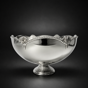 Bol à chocolat rond en argent de qualité supérieure avec un design à accents bleus, accessoires et ustensiles de service à chocolat personnalisables - Product Image 3