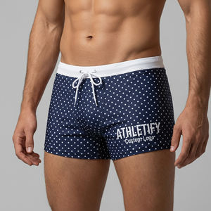 Short de bain pour homme à séchage rapide avec logo personnalisé - Maillot de bain sport durable UPF50+ avec cordon de serrage - Vêtements de plage confortables pour l'été - Product Image 1