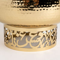 Réchaud de buffet en acier inoxydable doré martelé, design calligraphie arabe, motif islamique de luxe, équipement de restauration