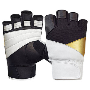 Half Finger PU Leather Gym Gloves with Padded Palms <b>Hook</b> and Loop Closure Breathable Mesh Panels for Unisex Custom Leather - Product Image 2