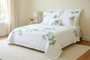 Juego de Funda de Edredón con Bordado de Hortensias, 250 Hilos, Satén de Algodón, Estilo Clásico, Plegable, Personalizable, Lavable a Máquina, para Hogar, Bodas, Hoteles - Product Image 4