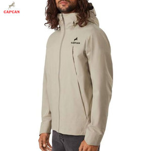 <b>Men's</b> Hooded Canvas <b>Rain</b> <b>Jacket</b> Eco-Friendly Winter Design with Front Logo Long Sleeves - Product Image 3