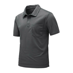 Polo de Color Gris Oscuro para Hombre, Manga Corta, Cierre de Botones, Tejido de Poliéster Transpirable, Estilo Casual para Golf - Product Image 1