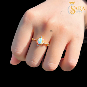 Anillo de Ópalo Chapado en Plata 925 y Oro de 18K de Sara Jewels, con Engaste Ovalado, Anillo Clásico de Compromiso con Piedra Preciosa para Mujer, para Exportación al por Mayor - Product Image 4