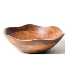 Bol de service en bois au design classique à bords naturels, style américain, fait main, léger, durable, résistant à la chaleur, écologique, pour les fêtes, 10 - Product Image 3