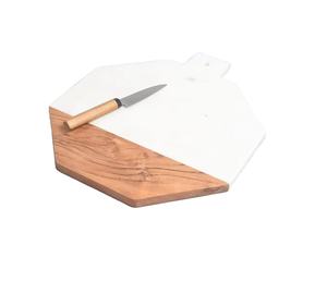 Planche à découper élégante en marbre et en bois, artisanale, essentielle pour la cuisine et la salle à manger, passe au lave-vaisselle, durable - Product Image 5