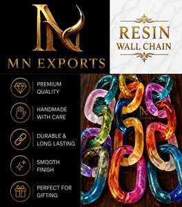 MN EXPORTS งานประติมากรรมเรซิ่นรูปโซ่ติดผนัง สีฟ้าใส งานแฮนด์เมด สำหรับตกแต่งงานปาร์ตี้ งานรับปริญญา และตกแต่งบ้าน - Product Image 3