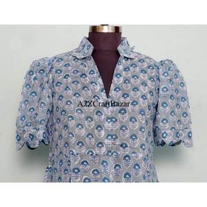 Robe longue maxi pour femme 100% coton imprimée, manches longues, col en V, robe longue maxi d'été, vêtements décontractés - Product Image 2