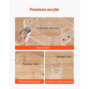 Mesa Auxiliar Moderna de Acrílico Transparente con Ruedas, 2 Niveles, Carro Móvil, 12 x 16.3 x 18.9 Pulgadas, Mesa de Noche Transparente para Sala de Estar o Dormitorio - Product Image 5