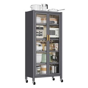 Open-Door Multilevel <b>Microwave</b> <b>Storage</b> Cabinet Floor Ceiling Kitchen Shelving Side Bowls Cabinets Kitchen Islands Carts - Product Image 3