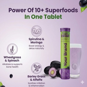 Tabletas Efervescentes Super Greens con Ashwagandha, Moringa, Espirulina, Vitamina C/Vitamina D3/Vitamina B12, Refuerzo Inmunológico - Product Image 3