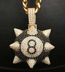 จี้เพชรทรงลูกบิลเลียด 8 ลูก ระดับความสะอาด VVS1 สี D เคลือบแบบ Iced Effect  ทำจากเงินแท้  รับรองโดย IGI ดีไซน์การ์ตูน  ของขวัญเครื่องประดับสำหรับเขา - Product Image 5