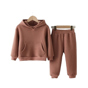 2025 invierno nuevo conjunto deportivo de lana para niños y niñas más sudadera gruesa de terciopelo + Pantalones de chándal 2 uds traje niños trajes cálidos - Product Image 6
