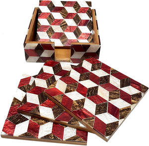 Posavasos de cristal con incrustaciones de hueso, diseño floral hecho a mano y colorido, para bar, para copas de vino, tapetes y almohadillas para copas, posavasos con incrustaciones de hueso - Product Image 4