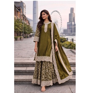 Vente en gros de hauts palazzo pour femmes, vêtements indiens et pakistanais pour mariage et soirée, ensemble sharara - Product Image 1