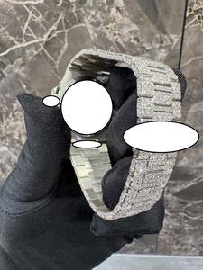 Montre mécanique de luxe entièrement sertie de diamants Moissanite VVS1, en acier inoxydable, avec mouvement japonais entièrement automatique et cadran analogique en verre. - Product Image 2