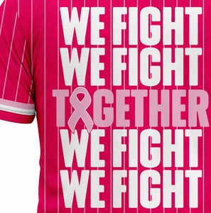 Camiseta Deportiva Personalizada Rosa Fresa a Rayas con Estampado de Lazo de Esperanza, Cuello Redondo, Manga Corta, Transpirable, de Poliéster - Product Image 5