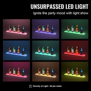 Espositore per Bottiglie di Liquori a 1 Livello con Illuminazione LED, 30 Pollici, Montaggio a Parete, per Bar Commerciali e Domestici, Illuminazione a 1 Livello - Product Image 2