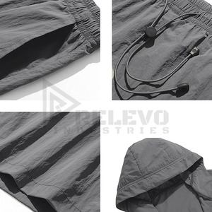 Custom Men's Hooded <b>Shorts</b> Sets Windbreaker Tracksuit Lightweight Quick-drying Breathable Drawstring Windbreaker - Product Image 4