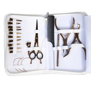 Kit d'outils professionnels pour extensions de cheveux avec pinces à extensions en acier inoxydable finition couleur or rose plasma et outil à boucle - Product Image 4