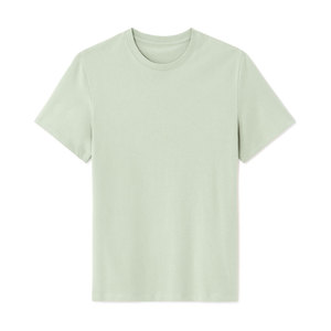 Camiseta de algodón de manga corta con cuello redondo para hombre, color sólido, corte regular, estilo casual, tejido jersey, verde menta - Product Image 3