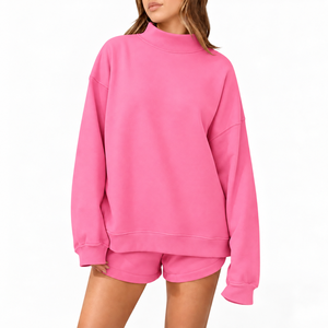 Sweat-shirt tendance 2026 pour femme, coupe oversize, col montant, en polaire premium, pull à col haut, fabricant de sweats personnalisés pour le streetwear - Product Image 6