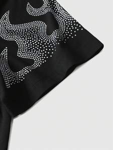 Manufacturer Rhinestone Tribal <b>Flame</b> T <b>Shirt</b> For Men Bling Diamond Graphic Streetwear 100% Cotton Drop Shoulder Summer Top - Product Image 6