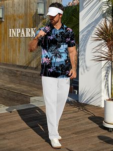 Chemises polo pour hommes à imprimé tropical, vente en gros OEM. Fabrication de vêtements de golf sur mesure de haute qualité et faibles quantités minimales de commande pour les marques de mode. - Product Image 2