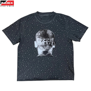Camiseta Deportiva INDEX para Hombre, Negra, Manga Corta, Cuello Redondo, Diseño de Puntos, Estampado Digital, Estilo Urbano, Corte Regular, Jersey de Algodón - Product Image 1