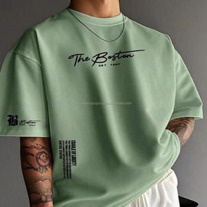 Camiseta Personalizada con Logotipo, Estilo Retro Urbano para Hombre, Hombros Caídos, Vintage, de Carreras, Tejida, de Algodón Orgánico, con Gráfico de Letras - Product Image 2