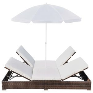 Tumbona con Reposabrazos Ajustables de Ratán PE Marrón 78.7x55.1x11.0 pulgadas, Cómoda Tumbona 78.7x55.1x11.0 pulgadas - Product Image 4