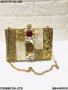 Luxe artisanat dames sac de soirée sac à main pochette nacre résine métal pierre embellissement broderie plus grand sac à main à motifs - Product Image 2