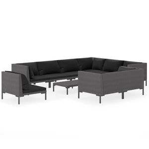 Dark <b>Grey</b> Garden Lounge Set Rattan Steel <b>Frame</b> 6 Seater Outdoor Furniture Contemporary Design - Product Image 2