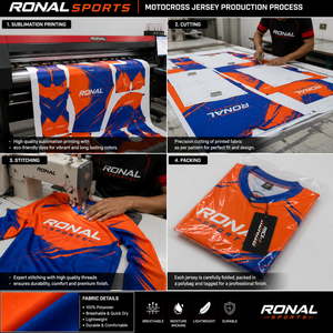 Nueva Camiseta de Motociclismo de Manga Larga para Hombre de Alta Calidad, Color Naranja y Azul, Impresión por Sublimación, Secado Rápido, para Carreras, Talla Adulto - Product Image 5