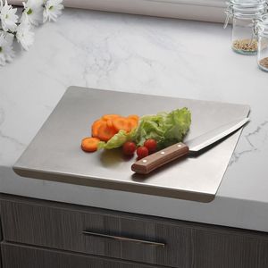 Planche à découper en acier inoxydable antirouille, surface de découpe robuste et durable avec poignée pour la préparation de la viande et des légumes, usage domestique - Product Image 5