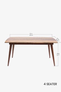 Mid-Century Modern <b>Solid</b> Teak <b>Wood</b> Dining <b>Table</b> - Curved Edge 4 Seater Space Saving Furniture | Pindel Handicraft - Product Image 3