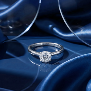 Anillo de Compromiso Solitario con Diamante Cultivado en Laboratorio, Corte Redondo, Oro Blanco, Anillo de Promesa Minimalista, Joyería Fina Clásica para Novia, Regalo - Product Image 5