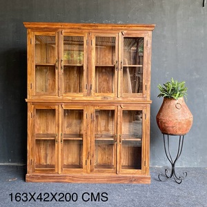 Best Collection Handcrafted Wooden Glass <b>Cabinet</b> Antique Himalayan Art - Product Image 1