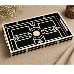 Extra <b>Large</b> Bone Inlay Wood <b>Serving</b> <b>Trays</b> Handmade Luxury Decorative Tableware Restaurant Hotel Catering Dining Presentation - Product Image 4
