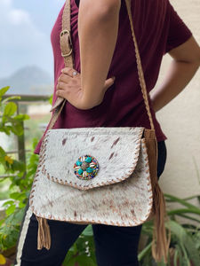 กระเป๋าหนังวัวแท้กระเป๋าถือ,กระเป๋าหนังสะพายสไตล์โบฮีเมียน - Product Image 4